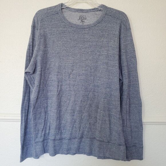 J. Crew Knitted Goods Tee Long Sleeve T-Shirt Heather Blue Color Size Large - Picture 1 of 16